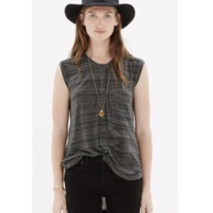 MADEWELL Top L Black B1936 Tip Off Placket NEW NWT
